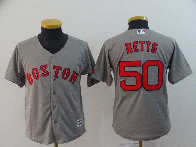 Youth Boston Red Sox 50 Betts Grey Game MLB Jerseys